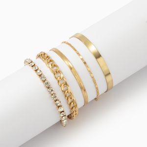 5 Teile/Satz Armband Damen Boho-Schmuck Diamantkette Geschichtete Handkette