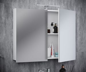 VCM Zrcadlo do koupelny Zrcadlo na zeď Závěsné zrcadlo Koupelnová zrcadlová skříňka Badinos 59 x 60 cm Bílá