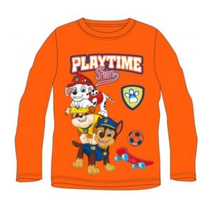 Paw Patrol Langarm-T-Shirt für Jungen - "Playtime Fun" Design, 100% Baumwolle, orange,116