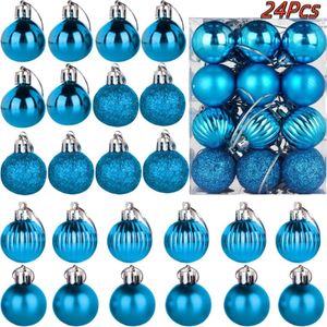 24 Stück Weihnachtskugeln für Weihnachtsbaum, Bruchsicherer Weihnachtsbaumschmuck, Christbaumkugeln, Blauer See