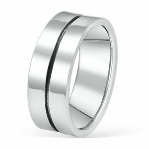Ring Partnerring Bandring 7 mm 925 Sterlingsilber Linie Oxidiert 55,5 (17,6 mm Ø)