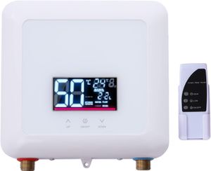 Elektrische Warmwasserbereiter  Durchlauferhitzer DuscheTankless Klein  Küche Bad Wandhängend  7.5 kW 30-55°C  Steckerfertiges Thermostatischer mit Fernbedienung  LCD-Display Weiß
