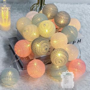 3.3m Baumwollkugeln Lichterkette Batteriebetrieben, 20 LED Dimmbar Baumwolle Ball Lichterkette Innen für Kinderzimmer Weihnachten Hochzeit Party，Macaron