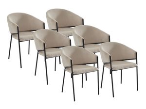 Stuhl mit Armlehnen 6er-Set - Cord & Schwarzes Metall - Cremefarben - ORDIDA  von Pascal MORABITO