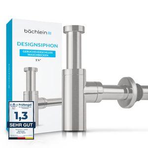 Bächlein Design Siphon Universal für Waschbecken & Waschtisch - Edelstahl gebürstet