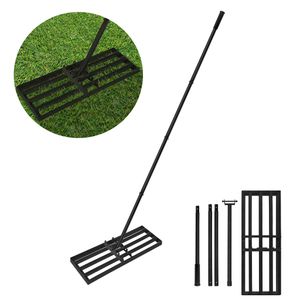 LZQ Stěrka na trávník pro odstraňování písku, 75x25cm, urovnávací hrábě, urovnávač povrchu Urovnávač trávníku s gumovou rukojetí, pro aplikaci posypového materiálu, nastavitelná délka 95,5 cm až 185 cm