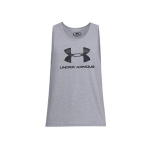 UNDER ARMOUR Herren Tank Top - Sportstyle Logo, Rundhals, Stretch, UA Logo-Print Grau S (Small)