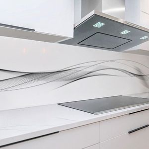 Küchenrückwand Eleganz 60 x 400 cm, robuste ABS-Kunststoff Platte Monolith mit Direktdruck, grau anthrazit weiß