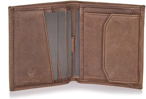 DONBOLSO Slim Wallet Rom I Echtleder Geldbeutel mit RFID Schutz, Vintage Braun - B-Ware Transportschaden Kosmetisch