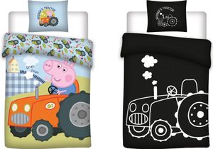 Zestaw pościeli dla dzieci Peppa Pig George's tractor, świecący w ciemności, 100 x 135 cm, 40 x 60 cm