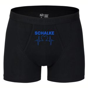 multifanshop Herren Boxer Short - Schalke - Herzschlag, schwarz, Größe XXL