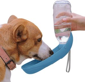 Hunde Trinkflasche 550ML Hunde Wasserflasche für Unterwegs Trinknapf für Katzen Leicht zu Tragen Faltbare Hundetrinkflasche für Outdoor-Aktivitäten - Blau