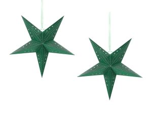 BELIANI Súprava 2 vianočných hviezd zelená 45 cm trblietavé závesné papierové vianočné ozdoby