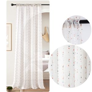 Záclony bílé průhledné Sada 2 Vintage Boho Pompom záclony Sheer Voile Privacy Curtain pro obývací pokoj ložnice, (Š*V): 132x160cm