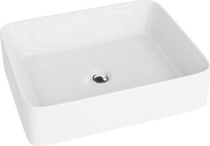 LAVITA Aufsatzwaschtisch Luneza Grande| Aufsatzwaschbecken Rechteckig | Waschbecken Ohne Überlauf und Hahnloch | Aus hochwertigem Porzellan | Waschtisch | 51,5x41x14 cm | Weiß Glanz
