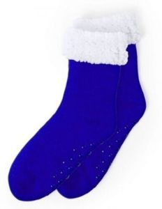 GKA ABS Plüsch Kuschelsocken blau Wintersocken Norweger Hüttensocken Socken 36-43 Einheitsgröße