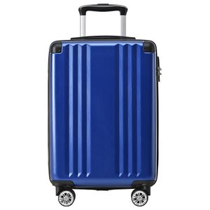 Hartschalen-Koffer, Rollkoffer, Reisekoffer, Handgepäck 4 Rollen, ABS-Material, TSA Zollschloss, 56.5*37.5*22.5, Marineblau