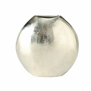 Dekovase Vase silber Metall Deko Metallvase Tischdeko Aluminium massiv Rund
