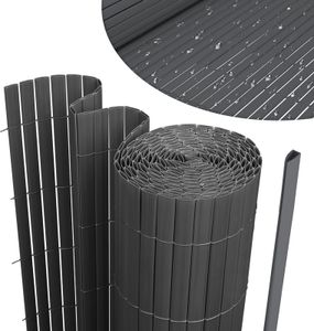 Balkonová zástěna na soukromí PVC bambusová zástěna na soukromí zahradní plot na balkon, 90 x 400 cm, UV odolná zástěna na soukromí pro zahradní bazény balkon|šedá|