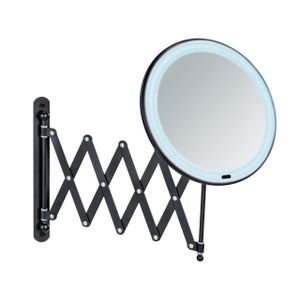 WENKO Kosmetikspiegel LED Wandspiegel 5fach Vergrößerung Spiegel BARONNA Schwarz