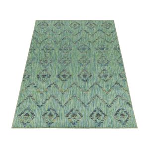 Teppich Läufer Wetterfest Grün 80x150 Boho-Design aus Polypropylen