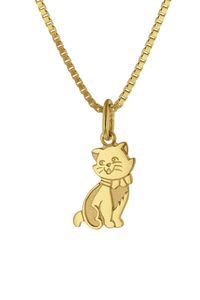 trendor 35919 Anhänger Katze Gold 333 (8 Karat) + goldplattierte Silberkette, 38 cm