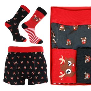 2 balení MORAJ Boxerky + ponožky Vánoční pánské spodní prádlo 1800-002 - L