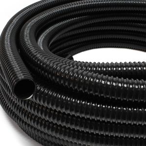 Wiltec Flexibler Förderschlauch 10m Spiralschlauch 25mm (1") schwarz mit Verstärkungsspirale Bewässerung Wasser Teich