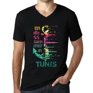 Herren Grafik T-Shirt V-Ausschnitt Endloser Sommer in Tunis – Endless Summer In Tunis – Öko-Verantwortlich Vintage Jahrgang Kurzarm Lustige Druck