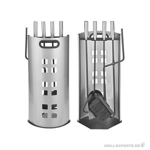 HI Kaminwerkzeug-Set 5-tlg. Silbern 23x15x52 cm