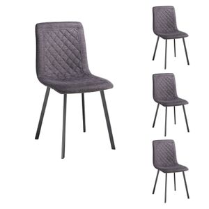 Esszimmerstuhl Set TREVISO - 4 Stühle mit Wabenmuster Rückenlehne und stabilem Metallrahmen in Grau