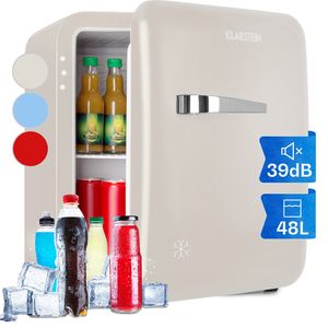 Klarstein Mini Kühlschrank für Zimmer, 48L Mini-Kühlschrank für Getränke & Kosmetik, Kleine Minibar, Kühlschrank Klein & Leise, Verstellbare Ablage, Kleiner Skincare Kühlschrank 0-10°C