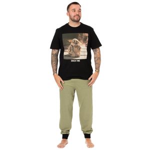 Star Wars: Mandalorian - "Snack Time" pyžamo s dlhými nohavicami pre mužov NS7005 (L) (čierna/zelená)