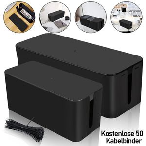 Wolketon 2x Kabelbox Schwarz M+L Schreibtisch Netzteile Kabel Box M/L Kabelmanagement Stecker