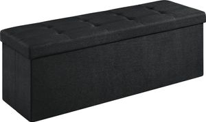 SONGMICS Sitzbank mit Stauraum, Sitztruhe, Aufbewahrungsbox, faltbar, max. statische Belastbarkeit 300 kg, mit Trenngitter aus Metall, 120 L, 110 x 38 x 38 cm, Leinenimitat, schwarz LSF077B01