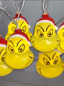 The Grinch LED Lichterkette 2m mit 10 LEDs warmweiß batteriebetrieben Deko für innen USB-C Anschluss