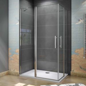 120x90x195cm Schwingtür Duschwand Eckeinstieg Duschabtrennung Nano Glas Duschkabine