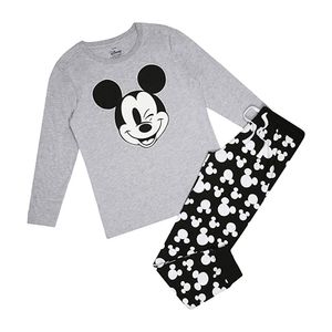 Disney - Schlafanzug mit langer Hose für Damen TV990 (M) (Grau/Schwarz/Weiß)