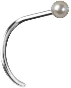 Karisma Nasenpiercing Edelstahl Perle 2mm Stärke 0,8mm Länge 6,5mm weiss - gebogen