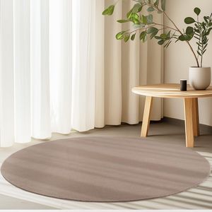 Homebyhome Kurzflor Teppich Einfarbig Waschbar, Weich & Rutschfest für Wohnzimmer & Schlafzimmer, Grösse 80 cm Rund