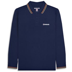 4XL|Lambretta Twin Tipped Herren Langarm Polo-Shirt SS3224-NAVY-NUG/LG