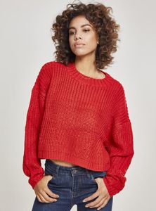 Urban Classics Damen Ladies Wide Oversize Sweater TB2359, color:fire red, size:S