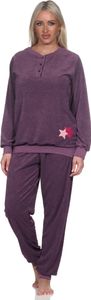 Normann Damen Frottee Schlafanzug Homewear Loungewear mit Sternenmotiv - auch in Übergröße ; beere , 60