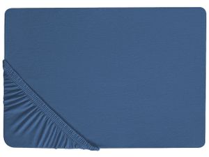 BELIANI Spannbettlaken Marineblau Baumwolle 140 x 200 cm mit Hohem Steg Gummizug Steghöhe 30 cm Modern für Matratze Schlafzimmer Ausstattung Zubehör