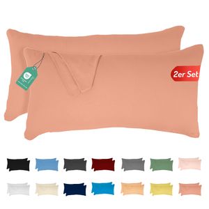 Jersey Kissenbezug 2er Set 40x80 cm 100% Baumwolle Rosa