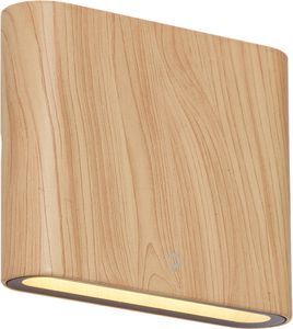 QAZQA - Skandinavisch Skandinavische Außen Wandleuchte Holzoptik 11,5 cm inkl. LED IP65 - Batt I Außenbeleuchtung I Up & Down - Aluminium Rechteckig - I (nicht austauschbare) LED