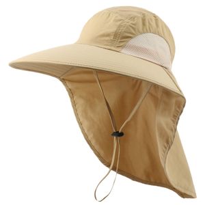 Uni Hut Outdoor Sonnenhut UV 50+ Schutz Fischerhut Anglerhut Sonnenhut mit Nackenschutz Wasserdicht Khaki