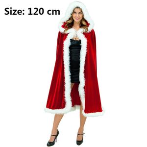 Weihnachten Mantel Frauen Mit Kapuze Ponchos Jacke Lange Erwachsene Kinder Dicke Warme Weihnachten Cape-Party Kostüm Frauen Kleidung, Dunkelrot, 80% Polyester, 120 cm