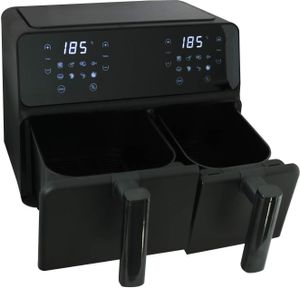 Doppel Heißluft Fritteuse 9 Liter 5,5/3,5 l schwarz 2200 Watt Touch Display