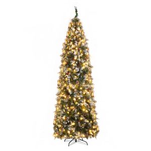 Künstlicher Weihnachtsbaum, 270 cm, mit 460 Lichtern, PVC-Material, 1298 Zweigen und Tannenzapfen